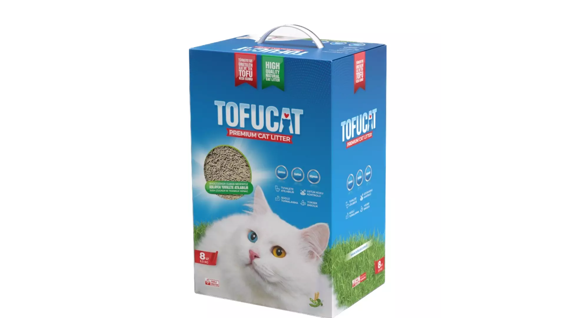 TofuCat, Topaklanan, Üstün Koku Hapsedebilen, Parfümsüz, Tuvalete atılabilen, Doğal, Tofu Kedi Kumu 8 Litre